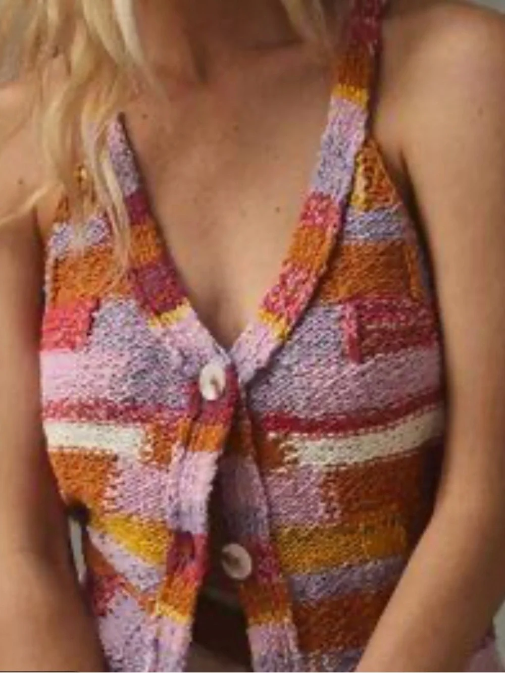 Anthropology Pilcro Multicolor Striped cotton knit vest top - Picture 1 of 7